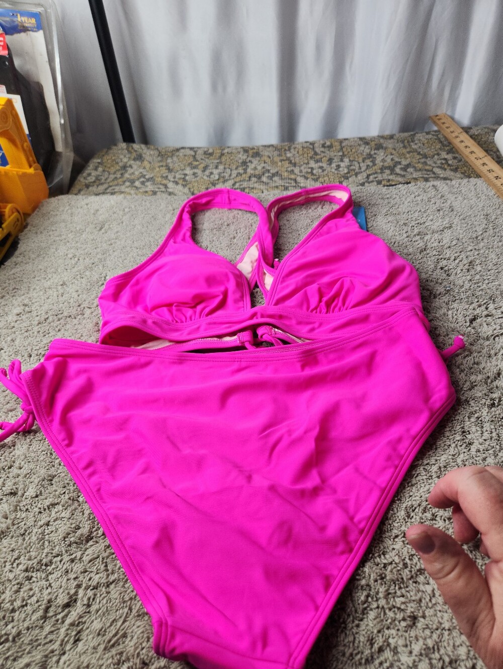 Women's Fuchia Bikini Swimsuit With Side Ties - Cupshe - M